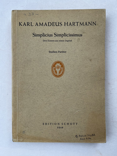 Noten hartmann simplicius - hartmann.,